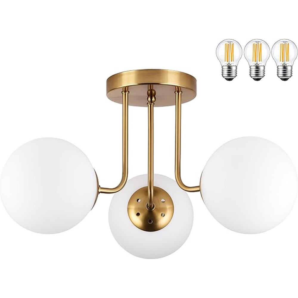 3-Light Mid-Century Modern Globe Ceiling Light NIB